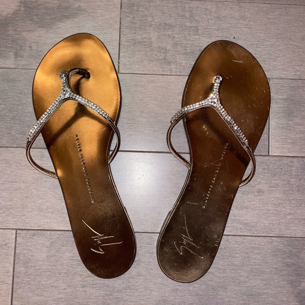 Giuseppe Zanoti Copper finish thong jewel sandal